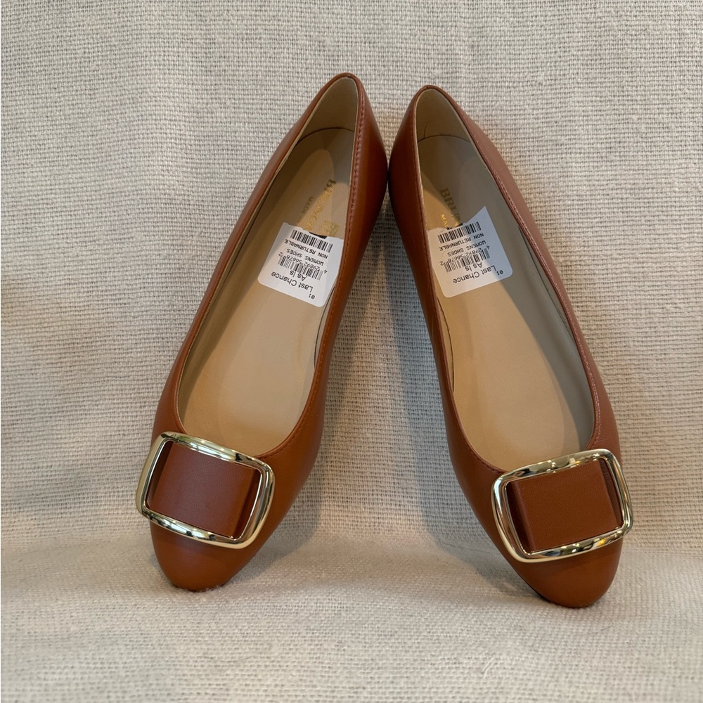 Bruno Magli Brown Flats with Gold Buckle